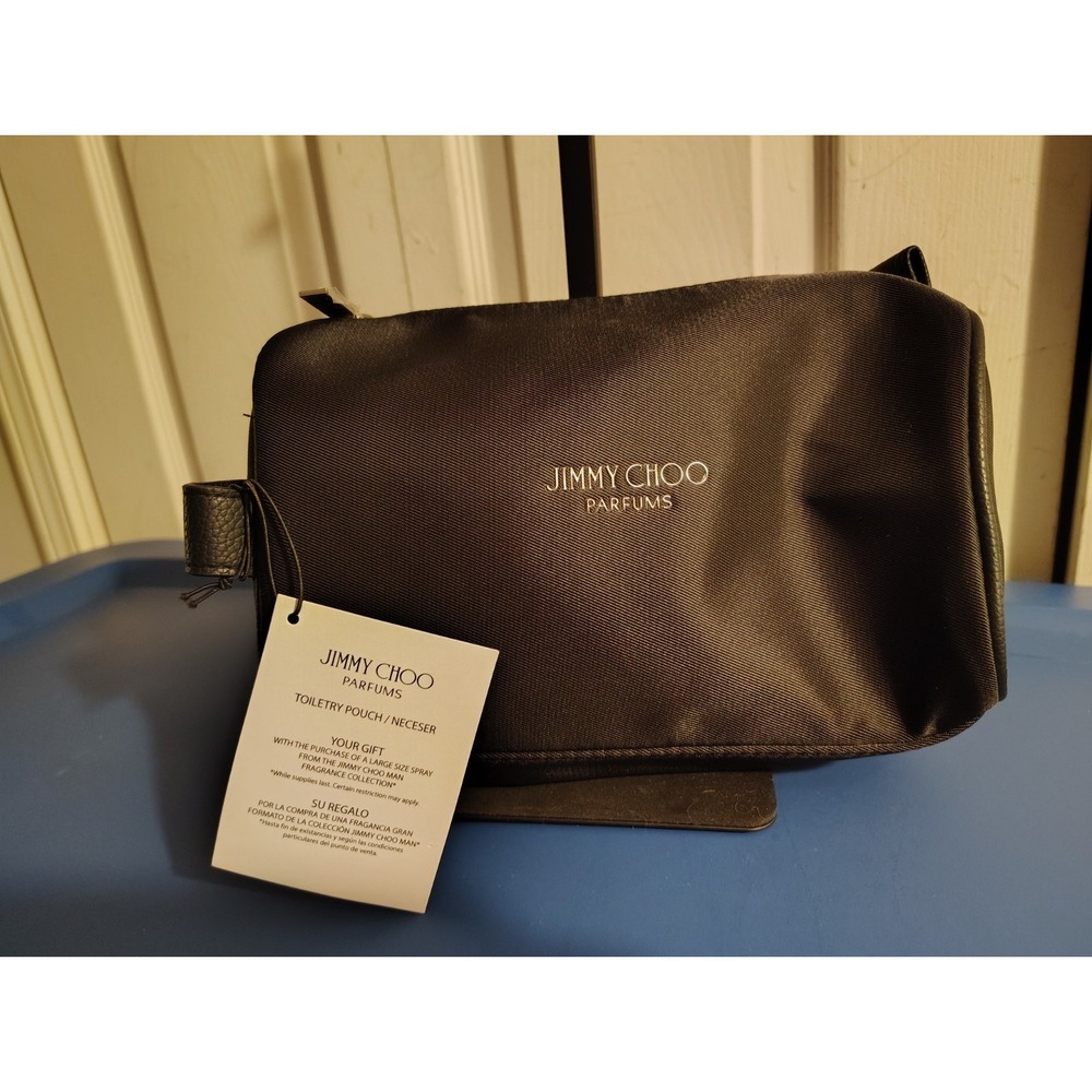 Jimmy Choo Parfums Black Pouch Travel Bag Toiletry Dopp Kit Case Cosmetics